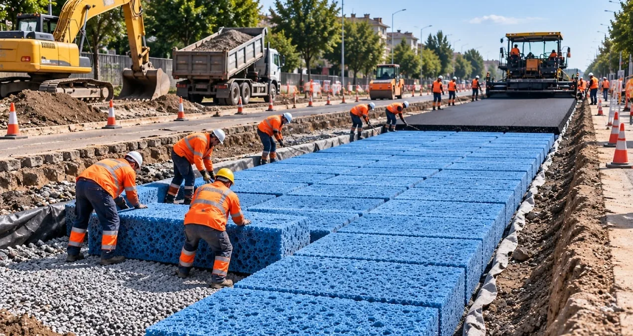 Redbridge'de Sel Riskine Karşı Yolların Altına Su Depolayan Bloklar Yerleştirildi