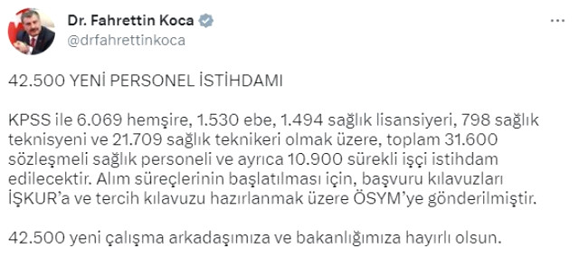 Sağlık Bakanlığı 31 bin 600 sözleşmeli personel alacak