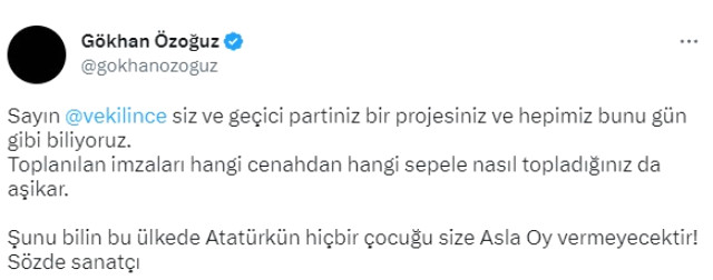 Sanatçıların zehir zemberek tepkilerinin ardından İnce geri adım attı: Üzerimize çok gelindi, özür diliyorum