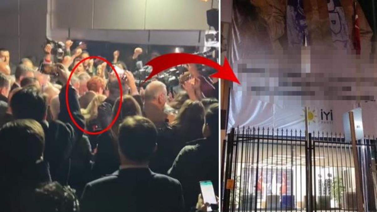 6’lı Masa toplantısı sonrası İYİ Parti genel merkezine gece saatlerinde asılan afiş dikkat çekti