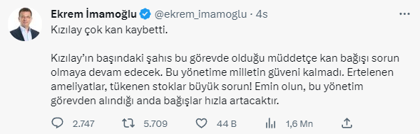 İmamoğlu'ndan Kerem Kınık tepkisi: Görevden alındığı anda kan bağışları hızla artacaktır