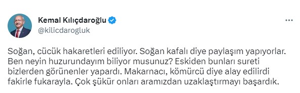 Kılıçdaroğlu'ndan iktidara bomba soğan göndermesi: Eskiden bunları bizden görünenler yapardı