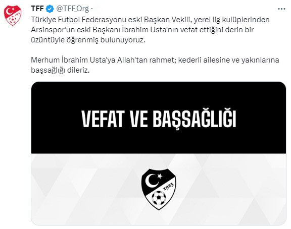 TFF'nin eski yöneticisi İbrahim Usta, hayatını kaybetti