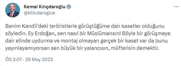 Kılıçdaroğlu'ndan Cumhurbaşkanı Erdoğan'a kaset tepkisi: Elinde var da yayınlamıyorsan sen büyük yalancısın