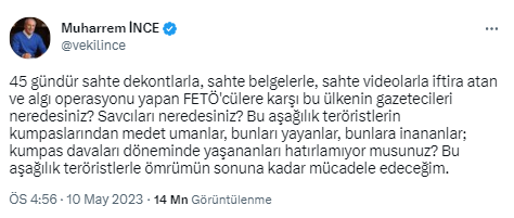 Son Dakika: Muharrem İnce'ye ait olduğu iddia edilen sosyal medya paylaşımıyla ilgili soruşturma başlatıldı