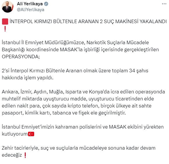 Interpol'un kırmızı bültenle aradığı 2 kişi Türkiye'de yakalandı