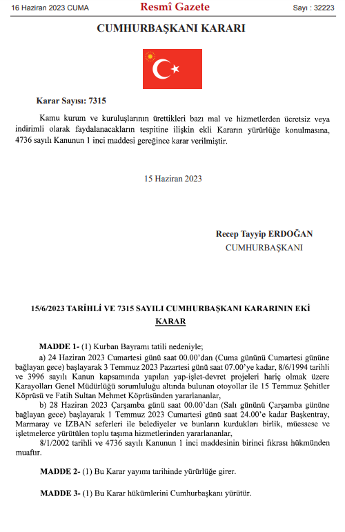 Son Dakika: Köprü ve otoyollar bayram tatili boyunca ücretsiz