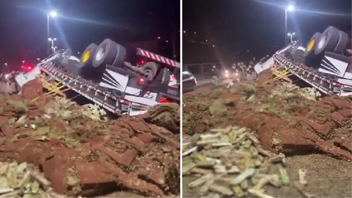 Brezilya’da karakolun önünde kaza yapan kamyondan 1 ton uyuşturucu çıktı