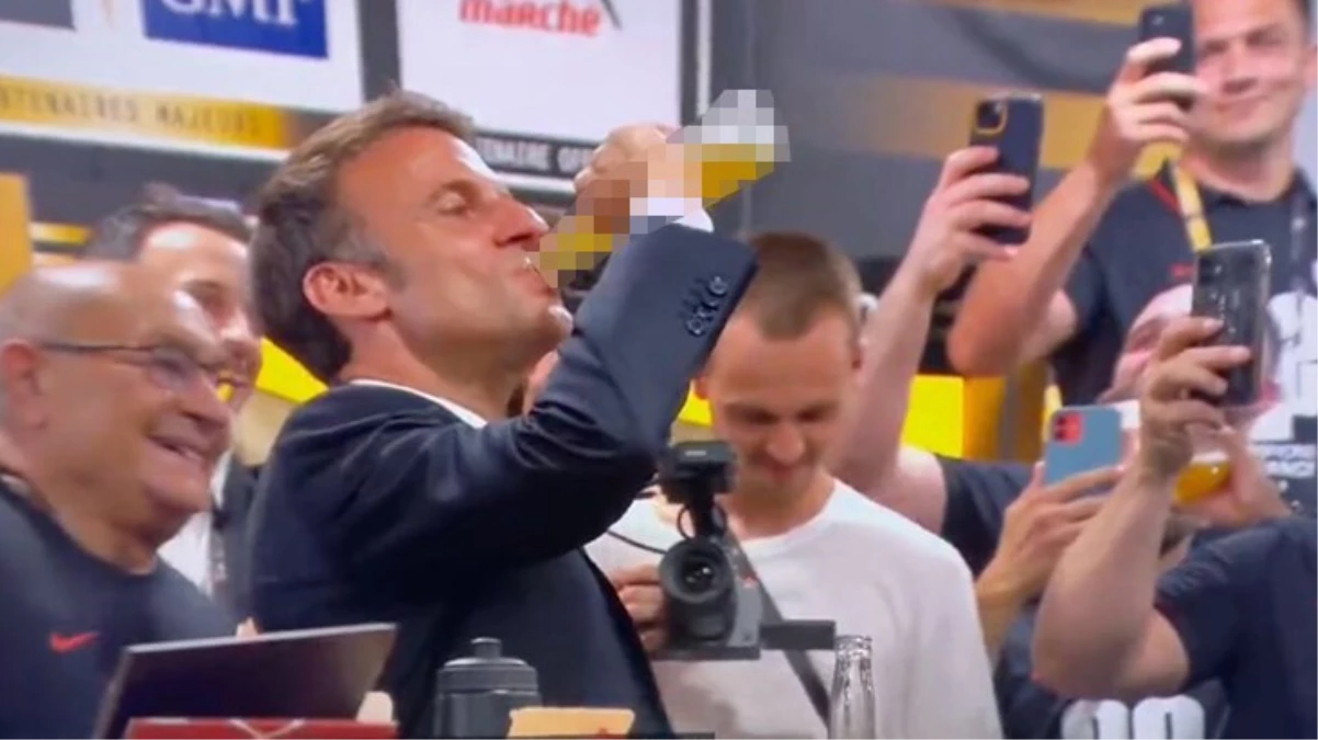 Macron, alkol şişesini 17 saniyede tüketmesiyle “toksik erkeklik” suçlamalarıyla karşı karşıya kaldı