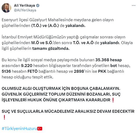 Son Dakika: İstanbul Esenyurt'ta tekel bayisinde 2 kişinin öldüğü silahlı kavganın tüm şüphelileri gözaltına alındı