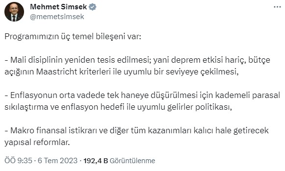 Son Dakika: Bakan Şimşek ekonomide izlenecek adımları paylaştı! 3 madde var