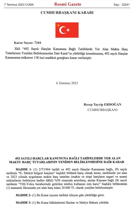 Noter, tapu, pasaport, vize dahil harçlara yüzde 50 zam! Yurt dışından telefon getirme bedeli ise 20 bin TL oldu