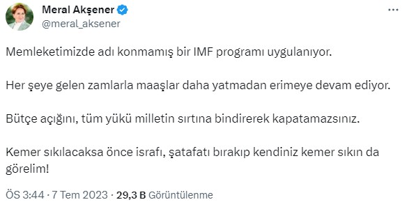 Meral Akşener'den art arda gelen zamlara tepki: Maaşlar daha yatmadan erimeye devam ediyor