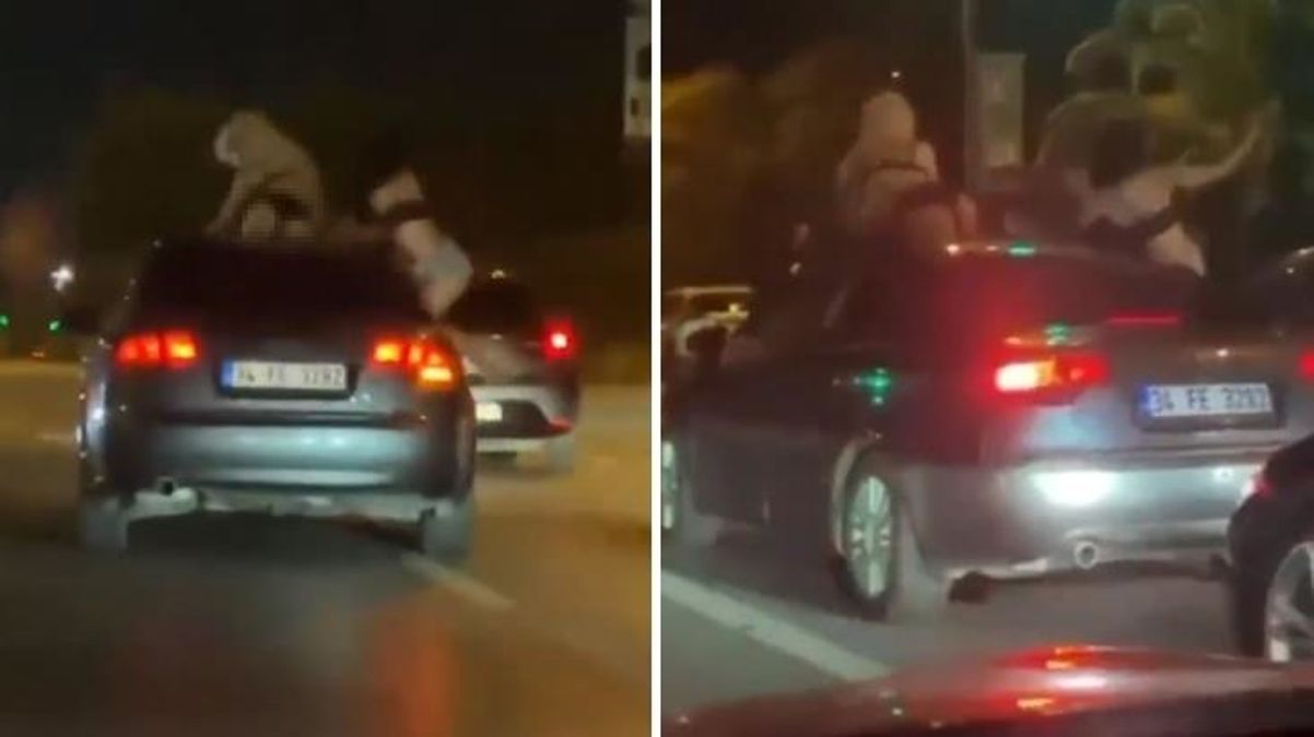 İstanbul trafiğinde ilginç anlar! Kıyafetlerini çıkaran 2 kadın aracın üstünde twerk yaptı