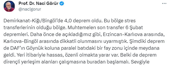 Türkiye beşik gibi sallanırken Naci Görür o bölgeyi üstüne basa basa uyardı: Çalışmalara buradan başlanmalı