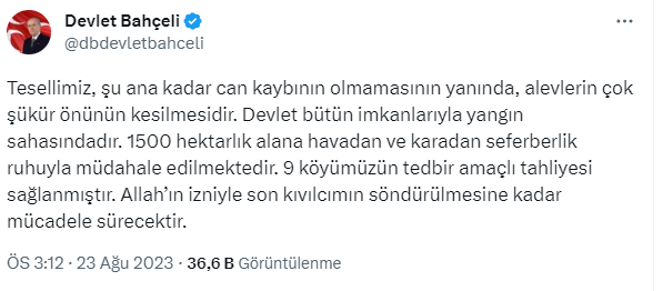 Bahçeli, Çanakkale'deki yangınla ilgili iddialara ateş püskürdü: Şerefsizler, sefiller