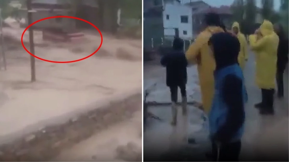 Kayseri’nin Bünyan ilçesinde sel suları kamyonu sürükledi! Panik anları saniye saniye kamerada