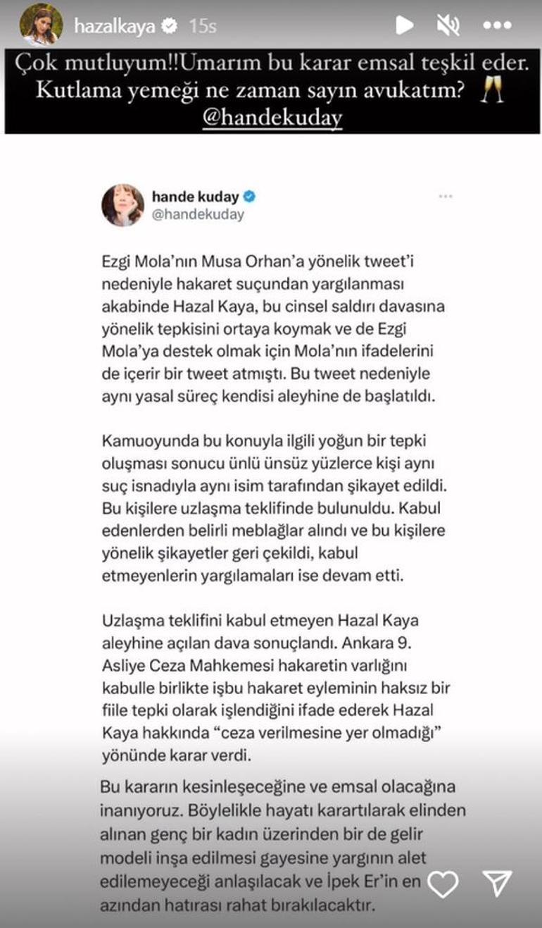 Musa Orhan'a hakaretten yargılanan Hazal Kaya hakkında karar çıktı!