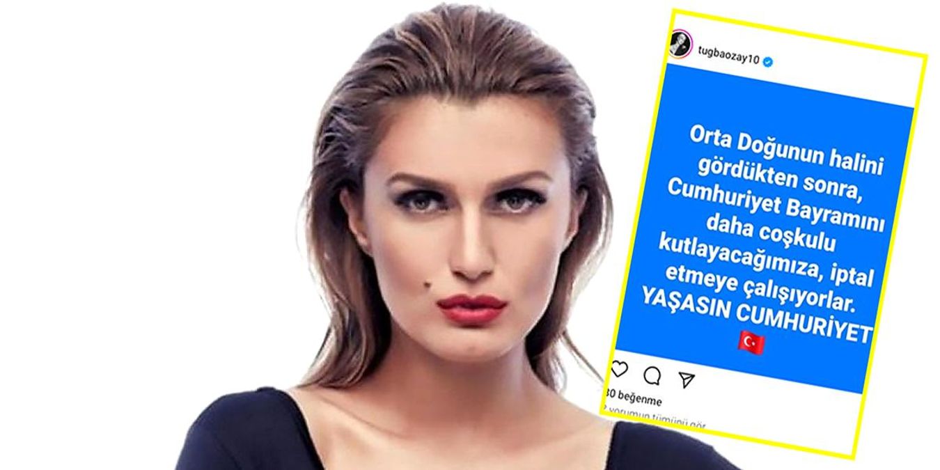 Ünlü manken Tuğba Özay: Cumhuriyet Bayramı kutlamalarını iptal etmeye çalışıyorlar