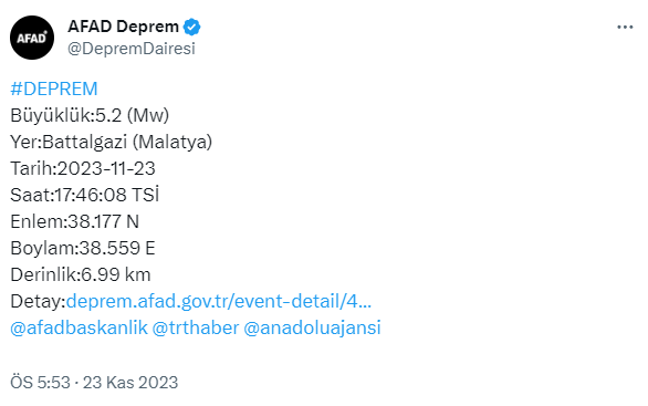 Malatya beşik gibi sallanıyor! Art arda 5,2 ve 4,7 şiddetinde depremler meydana geldi