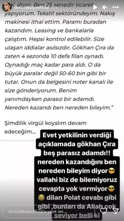 Deniz Akkaya Selin Ciğerci ve Gökhan Çıra'yı hedef aldı: Dilan Polat cevabı gibi bunları da Allah çok seviyor belli ki