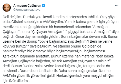 Ünlü sunucu Armağan Çağlayan, çekim için gittiği AVM'de çalışanlarla tartıştı: Salak yerine konuldum