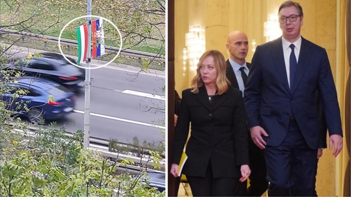 İtalya Başbakanı Meloni’nin Sırbistan ziyaretinde bayrak skandalı! Her yere Macaristan bayrağı astılar