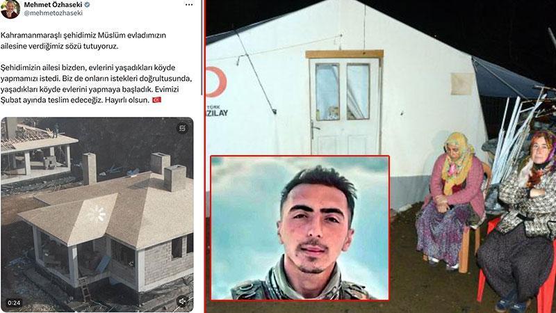 Şehidin depremzede ailesine yeni evleri şubatta teslim ediliyor