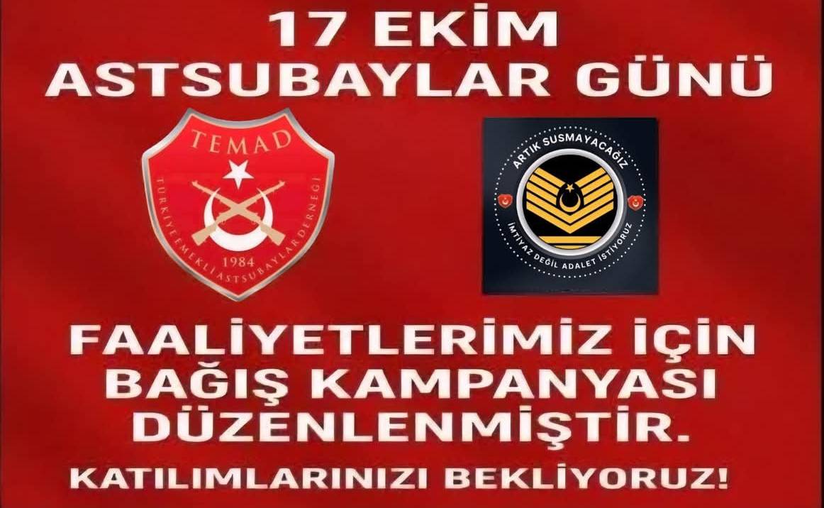 17 Ekim Astsubaylar Günü Faaliyetleri İçin Bağış Kampanyası Düzenlendi